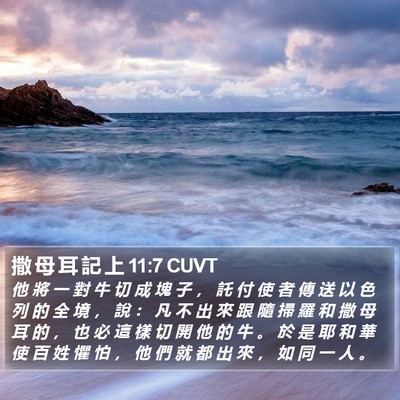 撒 母 耳 記 上 11:7 CUVT Bible Verse Image