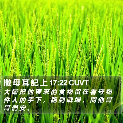 撒 母 耳 記 上 17:22 CUVT Bible Verse Image