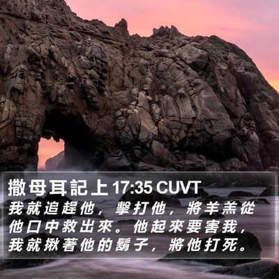 撒 母 耳 記 上 17:35 CUVT Bible Verse Image