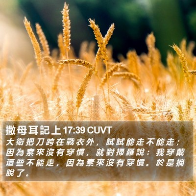 撒 母 耳 記 上 17:39 CUVT Bible Verse Image