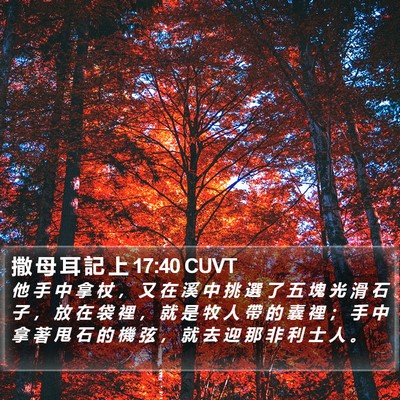 撒 母 耳 記 上 17:40 CUVT Bible Verse Image