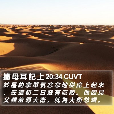 撒 母 耳 記 上 20:34 CUVT Bible Verse Image