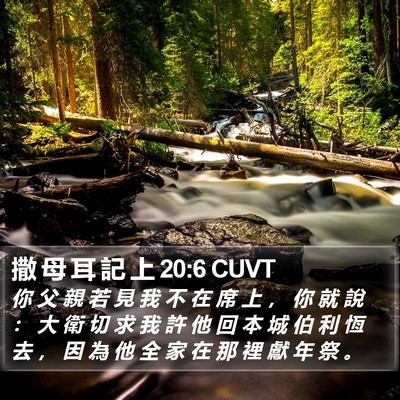 撒 母 耳 記 上 20:6 CUVT Bible Verse Image