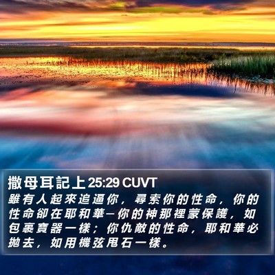 撒 母 耳 記 上 25:29 CUVT Bible Verse Image