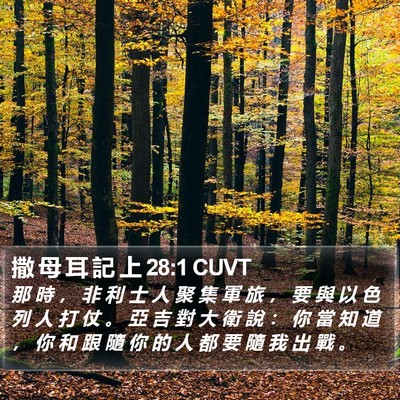 撒 母 耳 記 上 28:1 CUVT Bible Verse Image