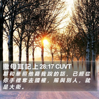 撒 母 耳 記 上 28:17 CUVT Bible Verse Image