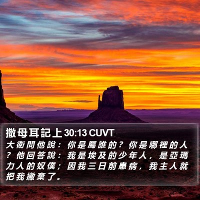 撒 母 耳 記 上 30:13 CUVT Bible Verse Image