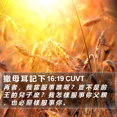 撒 母 耳 記 下 16:19 CUVT Bible Verse Image