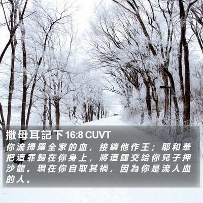撒 母 耳 記 下 16:8 CUVT Bible Verse Image