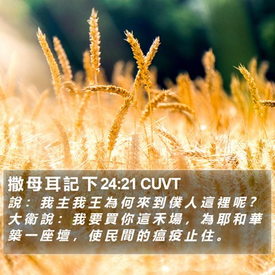 撒 母 耳 記 下 24:21 CUVT Bible Verse Image