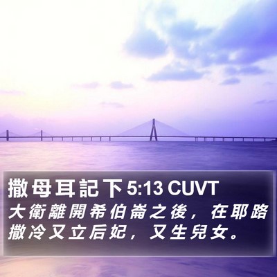 撒 母 耳 記 下 5:13 CUVT Bible Verse Image
