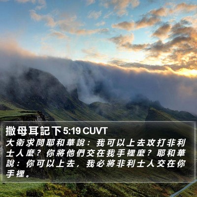 撒 母 耳 記 下 5:19 CUVT Bible Verse Image