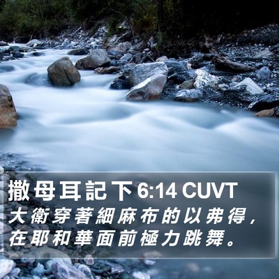 撒 母 耳 記 下 6:14 CUVT Bible Verse Image