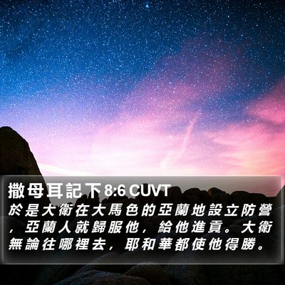 撒 母 耳 記 下 8:6 CUVT Bible Verse Image