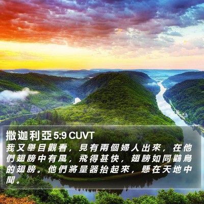 撒 迦 利 亞 5:9 CUVT Bible Verse Image