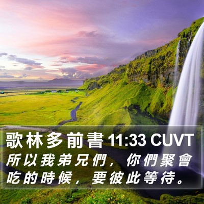 歌 林 多 前 書 11:33 CUVT Bible Verse Image