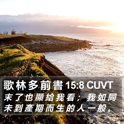 歌 林 多 前 書 15:8 CUVT Bible Verse Image