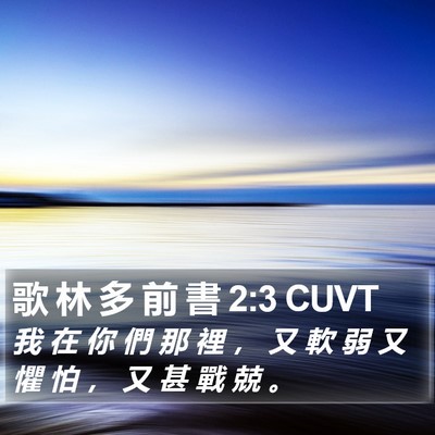 歌 林 多 前 書 2:3 CUVT Bible Verse Image