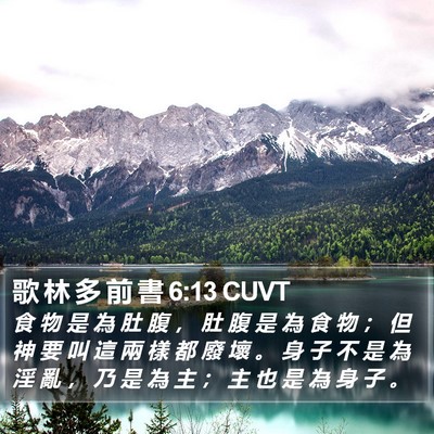 歌 林 多 前 書 6:13 CUVT Bible Verse Image