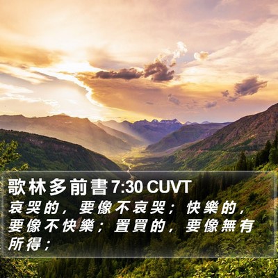歌 林 多 前 書 7:30 CUVT Bible Verse Image