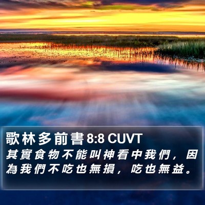 歌 林 多 前 書 8:8 CUVT Bible Verse Image