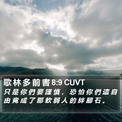 歌 林 多 前 書 8:9 CUVT Bible Verse Image
