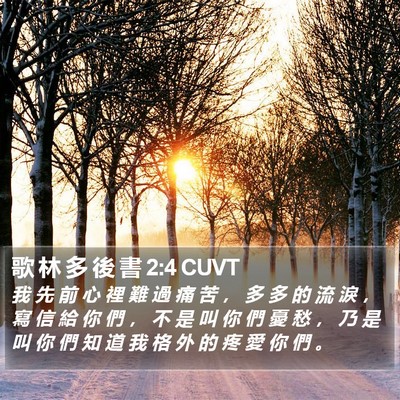 歌 林 多 後 書 2:4 CUVT Bible Verse Image
