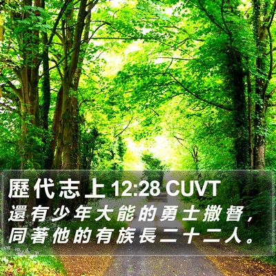 歷 代 志 上 12:28 CUVT Bible Verse Image
