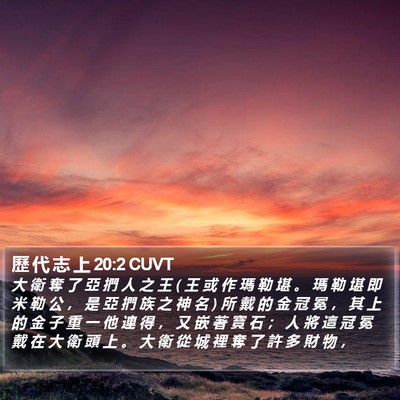 歷 代 志 上 20:2 CUVT Bible Verse Image
