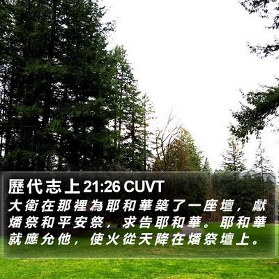 歷 代 志 上 21:26 CUVT Bible Verse Image