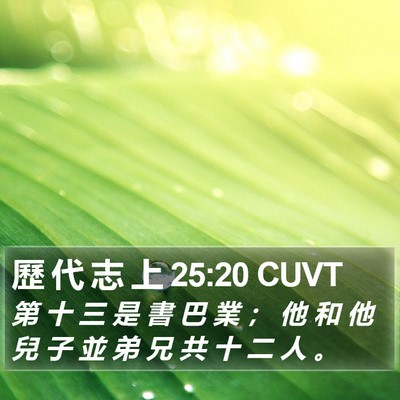 歷 代 志 上 25:20 CUVT Bible Verse Image