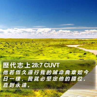 歷 代 志 上 28:7 CUVT Bible Verse Image