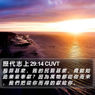 歷 代 志 上 29:14 CUVT Bible Verse Image