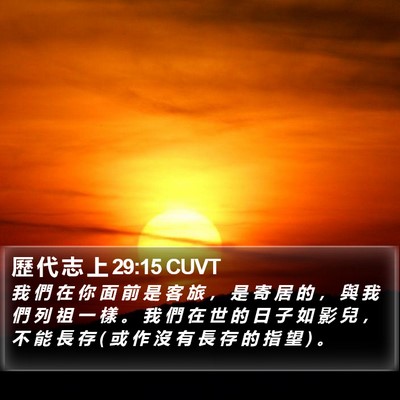 歷 代 志 上 29:15 CUVT Bible Verse Image