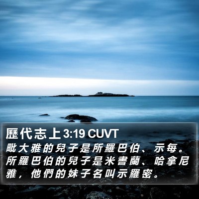 歷 代 志 上 3:19 CUVT Bible Verse Image