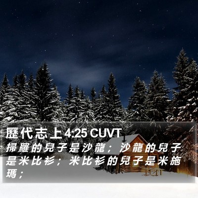 歷 代 志 上 4:25 CUVT Bible Verse Image