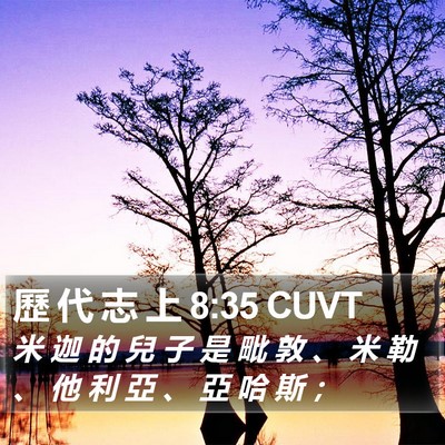 歷 代 志 上 8:35 CUVT Bible Verse Image