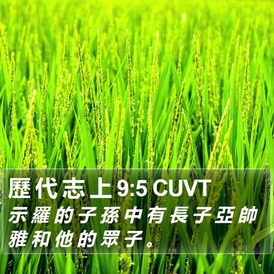 歷 代 志 上 9:5 CUVT Bible Verse Image
