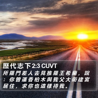 歷 代 志 下 2:3 CUVT Bible Verse Image