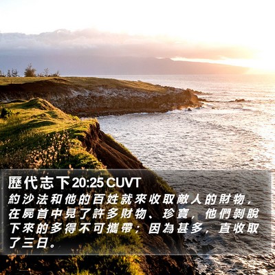 歷 代 志 下 20:25 CUVT Bible Verse Image