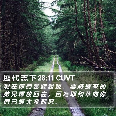 歷 代 志 下 28:11 CUVT Bible Verse Image