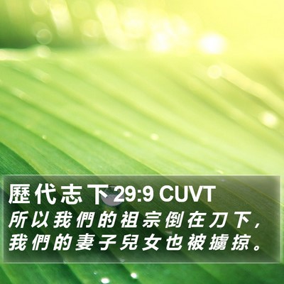 歷 代 志 下 29:9 CUVT Bible Verse Image