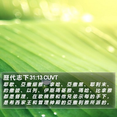 歷 代 志 下 31:13 CUVT Bible Verse Image