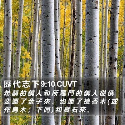 歷 代 志 下 9:10 CUVT Bible Verse Image