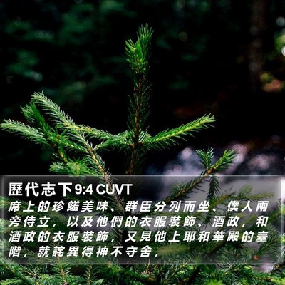 歷 代 志 下 9:4 CUVT Bible Verse Image