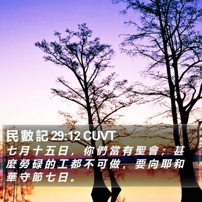 民 數 記 29:12 CUVT Bible Verse Image