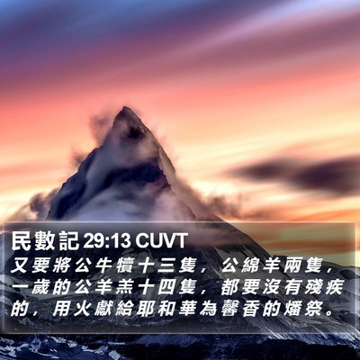 民 數 記 29:13 CUVT Bible Verse Image