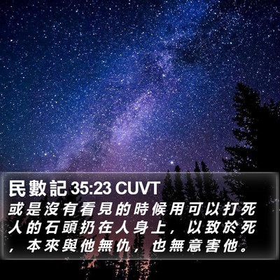 民 數 記 35:23 CUVT Bible Verse Image