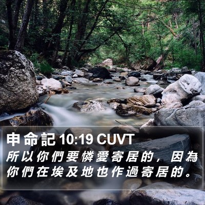 申 命 記 10:19 CUVT Bible Verse Image