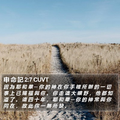 申 命 記 2:7 CUVT Bible Verse Image